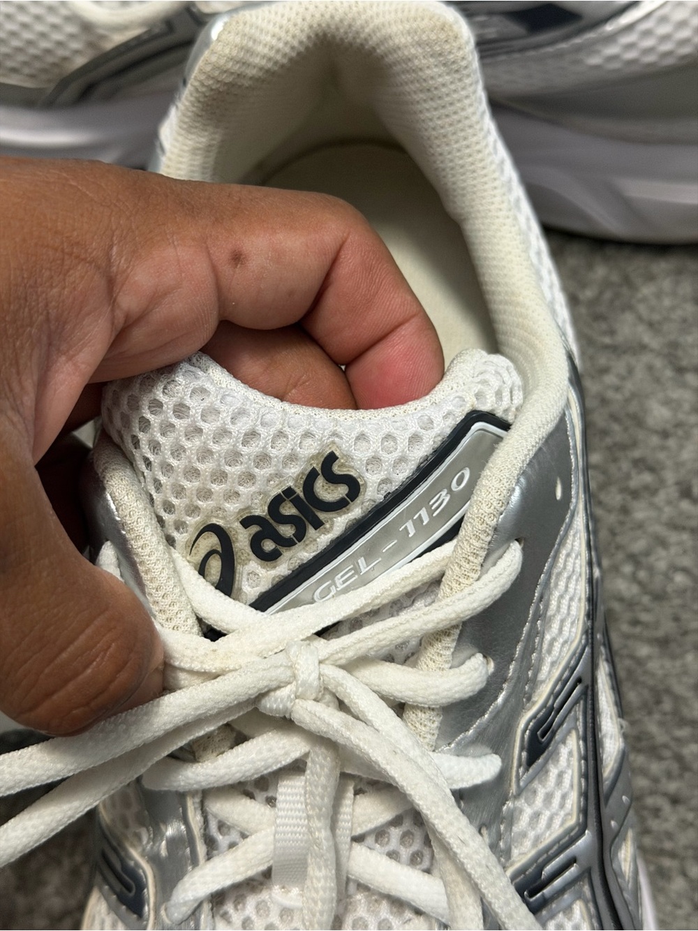 Size 10 - ASICS Gel 1130 White Pure Silver Black - Picture 6 of 9